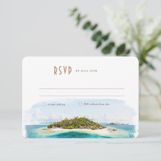 Fiji Island RSVP Wedding Insert Destination Kaart (Staand voorkant)