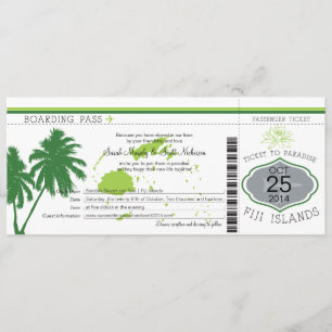 Fiji Islands Boarding Pass Wedding Kaart