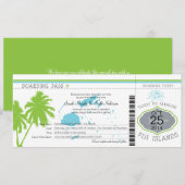Fiji Islands Boarding Pass Wedding Kaart (Voorkant / Achterkant)