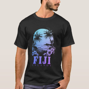 Fiji Islands Hibiscus Flowers Beach Surfer Souveni T-shirt