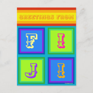 Fiji Islands Oceanië kleurrijke vakantie Briefkaar Feestdagenkaart