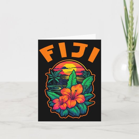 Fiji Islands Pacific Ocean Trocal Flowers Beach Va Kaart (Voorkant)