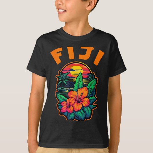 Fiji Islands Pacific Ocean Trocal Flowers Beach Va T-shirt (Voorkant)