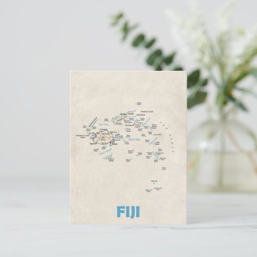 Fiji kaart briefkaart (Staand voorkant)
