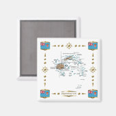 Fiji Map + Flags Magnet (Voorkant / Achterkant)