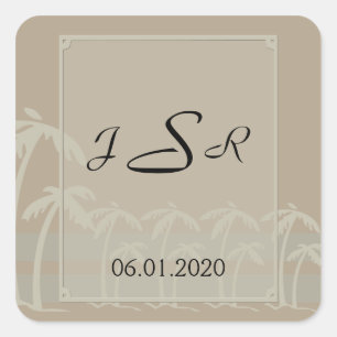 Fiji: Monogram Sticker van tropische palmbomen