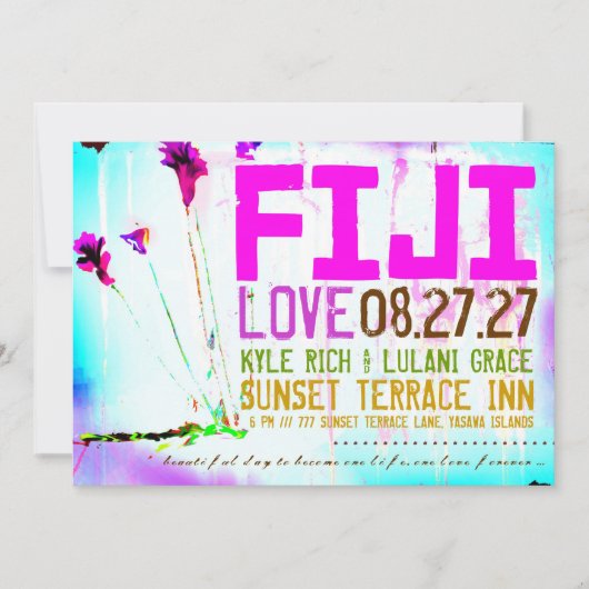 FIJI ONE Bestemmingsuitnodiging Kaart (Voorkant)