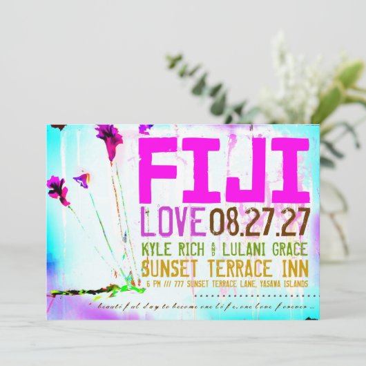 FIJI ONE Destination Invitation Kaart (Staand voorkant)