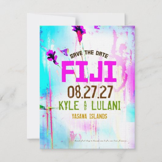 FIJI ONE sparen de Bestemming van de Datum Save The Date (Voorkant)