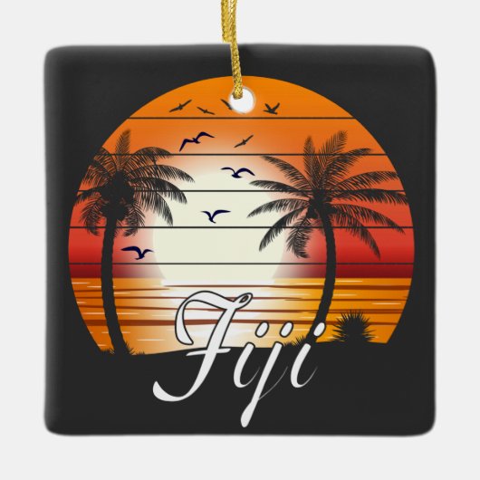  Fiji Palm Trees Summer Beach Keramisch Ornament (Voorkant)
