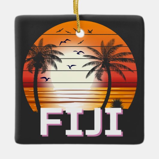 Fiji  Palm Trees Summer Beach Keramisch Ornament (Voorkant)