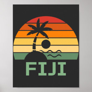 Fiji  Palm Trees Summer Beach Poster
