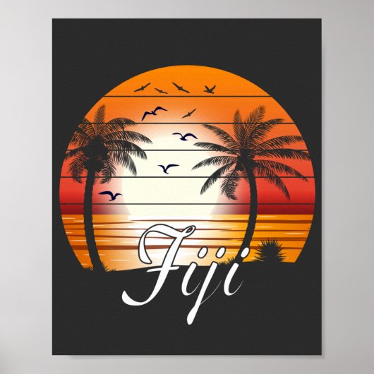 Fiji Palm Trees Summer Beach Poster (Voorkant)