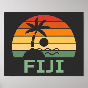 Fiji  Palm Trees Summer Beach Poster