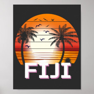 Fiji  Palm Trees Summer Beach Poster