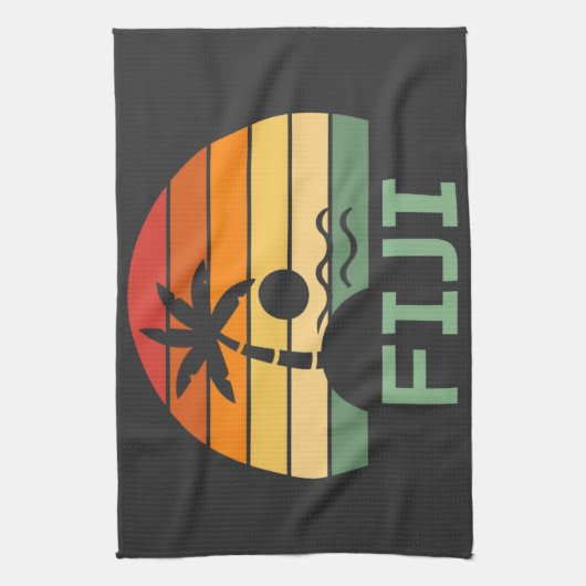 Fiji Palm Trees Summer Beach Theedoek (Verticaal)