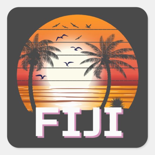 Fiji  Palm Trees Summer Beach Vierkante Sticker (Voorkant)