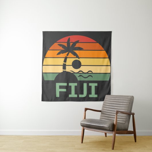 Fiji  Palm Trees Summer Beach Wandkleed (In Situ (horizontaal))