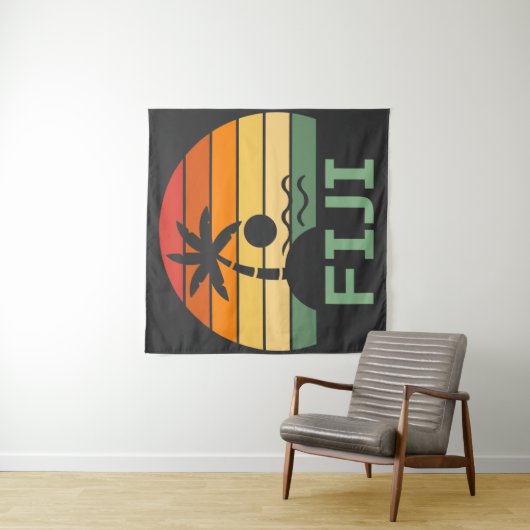 Fiji  Palm Trees Summer Beach Wandkleed (In situ)