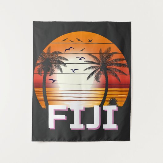 Fiji Palm Trees Summer Beach Wandkleed (Voorkant)
