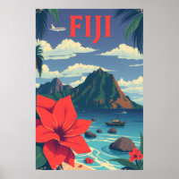 Fiji Reis Vintage Tropisch Eiland Kunst