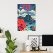 Fiji Reis Vintage Tropisch Eiland Kunst Poster (Thuiskantoor)
