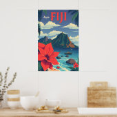 Fiji Reis Vintage Tropisch Eiland Kunst Poster (Keuken)