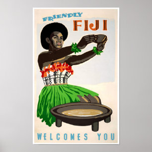 Fiji Restaurated Vintage Travel Poster