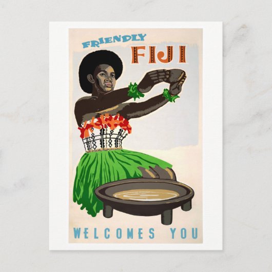 Fiji Restaurated Vintage Travel Poster Briefkaart (Voorkant)