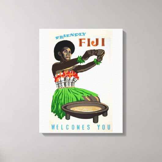Fiji Restaurated Vintage Travel Poster Canvas Afdruk (Voorkant)