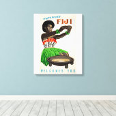 Fiji Restaurated Vintage Travel Poster Canvas Afdruk (Insitu (Houten vloer))