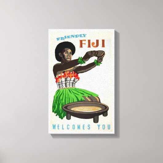 Fiji Restaurated Vintage Travel Poster Canvas Afdruk (Voorkant)