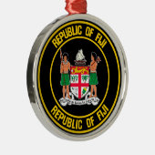 Fiji Round Emblem Metalen Ornament (Rechts)