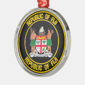 Fiji Round Emblem Metalen Ornament (Links)