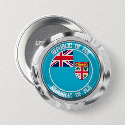 Fiji Round Emblem Ronde Button 7,6 Cm (Voorkant /achterkant)
