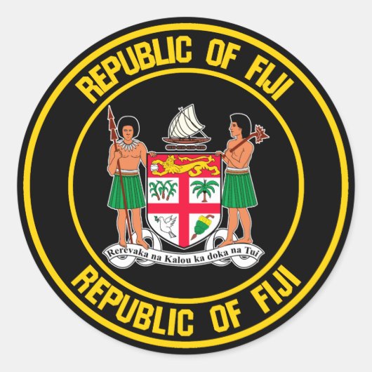 Fiji Round Emblem Ronde Sticker (Voorkant)