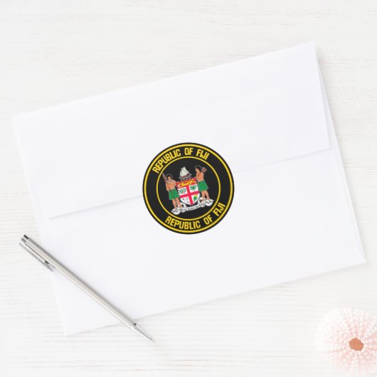 Fiji Round Emblem Ronde Sticker (Envelop)