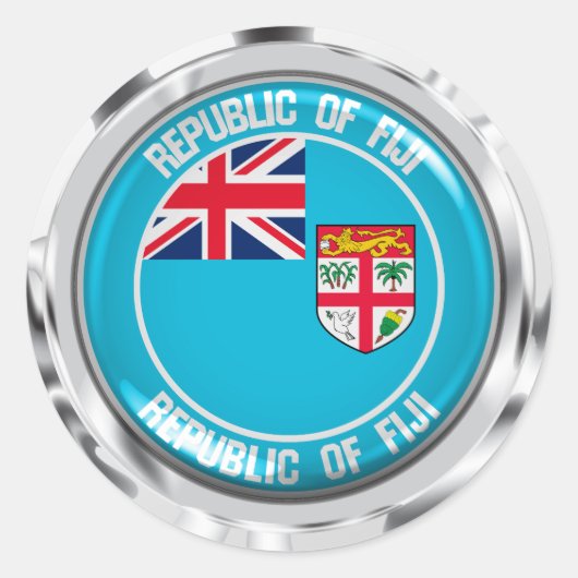 Fiji Round Emblem Ronde Sticker (Voorkant)