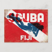 Fiji Scuba Diver - Blue Retro Briefkaart (Voorkant)