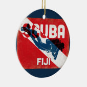 Fiji Scuba Diver - Blue Retro Keramisch Ornament (Rechts)