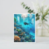 Fiji Scuba Diver Diving Briefkaart (Staand voorkant)