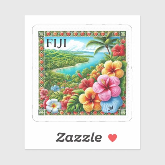 Fiji Stamp Classic Sticker (Vel)