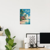 Fiji Strandhut Reis Kunst Vintage Poster (Thuiskantoor)