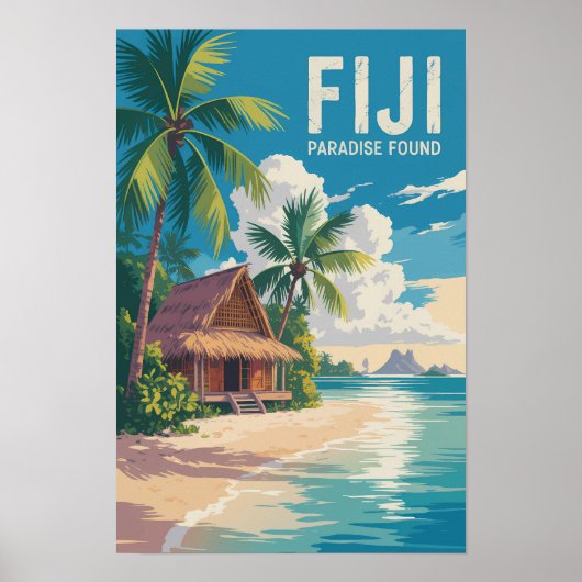 Fiji Strandhut Reis Kunst Vintage Poster (Voorkant)