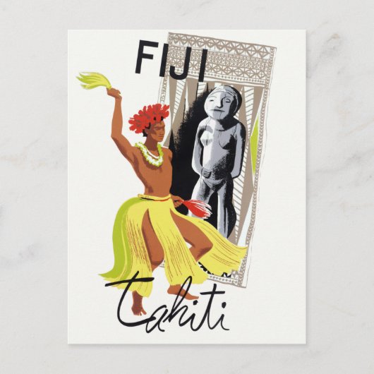 Fiji Tahiti Vintage Poster Briefkaart (Voorkant)
