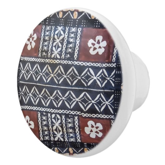 Fiji Tapa Cloth Print Ceramic Knob. Keramische Knop (Rechts)
