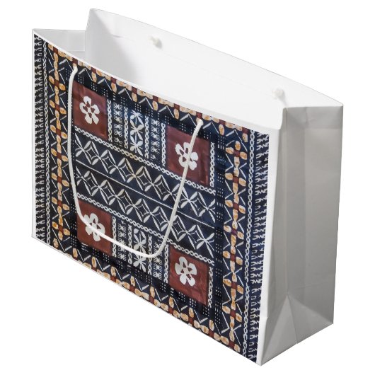 Fiji Tapa Cloth Print Gift Bag Large Cadeautasje (Voorkant Gekanteld)