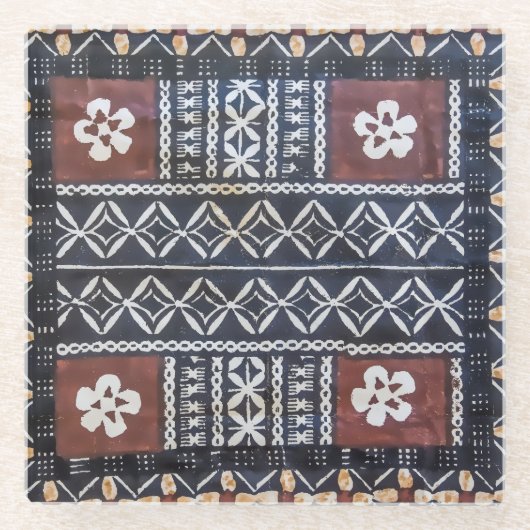 Fiji Tapa Cloth Print Glass Onderzetters (Voorkant)