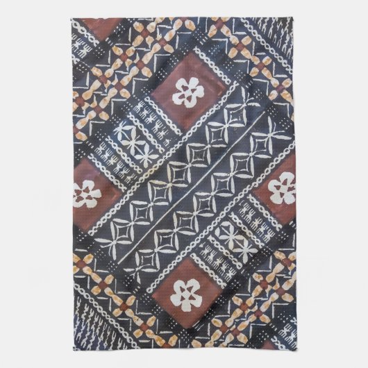 Fiji Tapa Cloth Print Kitchen Towel Theedoek (Verticaal)