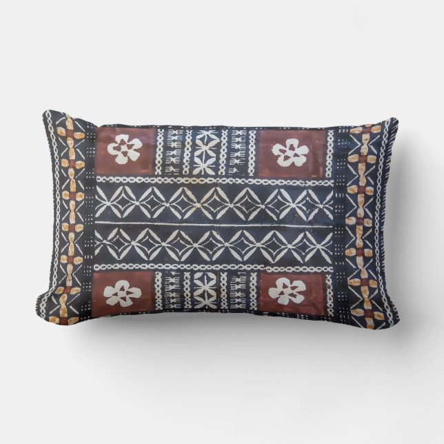 Fiji Tapa Cloth Print Lumbar Pillow Kussen (Voorkant)